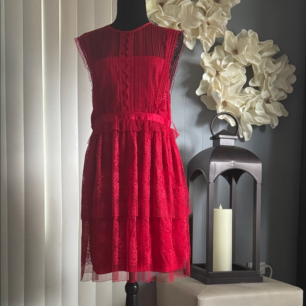 Elegant Red Lace Dress